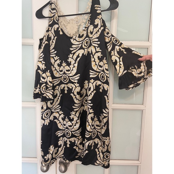 VINTAGE Silk Dress W Lace Back - Picture 1 of 4